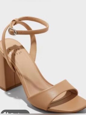 a new day Tan Block Heel Ankle-Strap Sandals